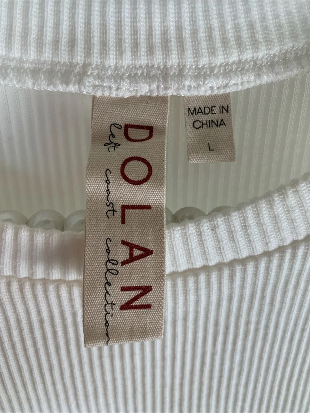 Anthropologie White Ribbed Top with Sheer Puff Sleeves Size L Never Worn